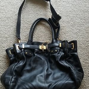 Rachel Zoe Black Gold Leather Handbag Purse Tote